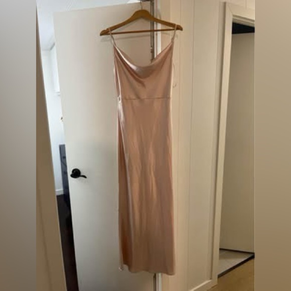 Elegant Satin Slip Dress (blush pink)